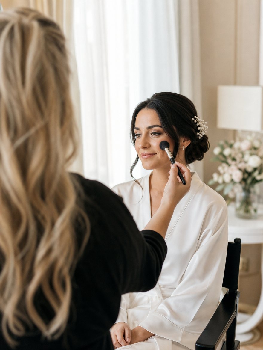 Angela applying makeup
