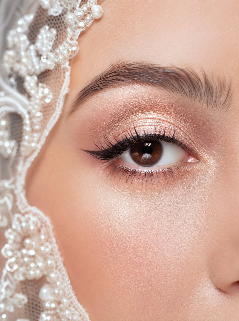 Bridal eye makeup close-up