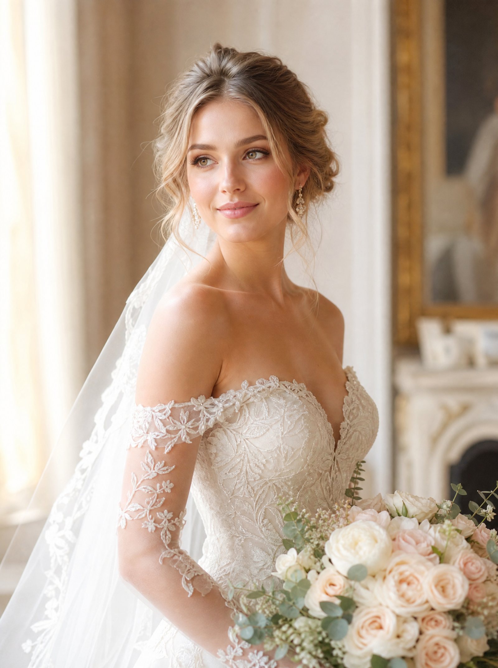 Bride on her wedding morning